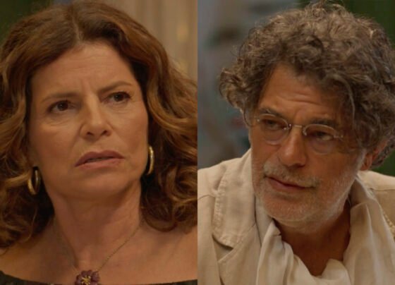 Ariosto (Eduardo Moscovis) e Deodora (Débora Bloch) em No Rancho Fundo