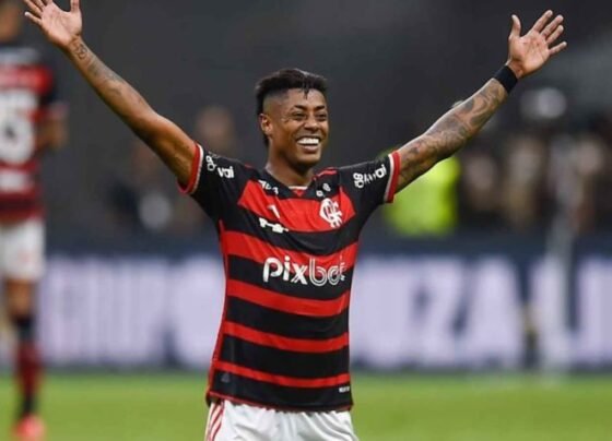 No 1ª jogo da final, a audiência foi de 33 pontos, com 56% de participação; na imagem, o jogador do Flamengo Bruno Henrique