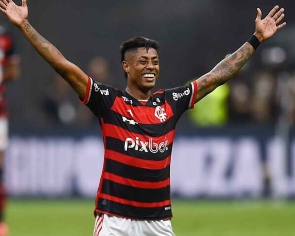 No 1ª jogo da final, a audiência foi de 33 pontos, com 56% de participação; na imagem, o jogador do Flamengo Bruno Henrique