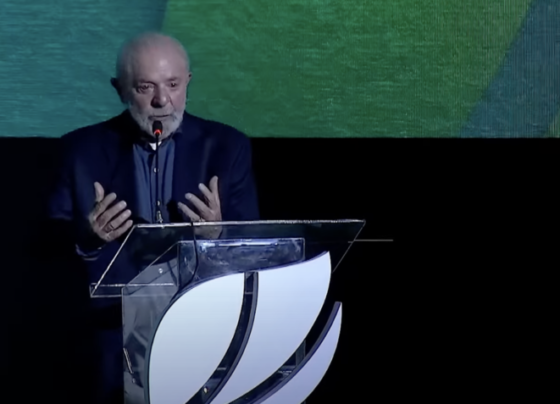 O presidente Luiz Inácio Lula da Sila (PT) participou da inauguração da maior planta de fabricação de celulose do mundo, da Suzano, em Ribas do Rio Pardo (MS)