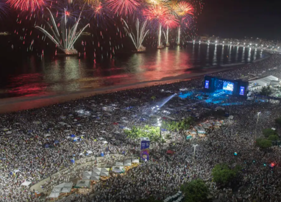 Queima de fogos no Réveillon de Copacabana